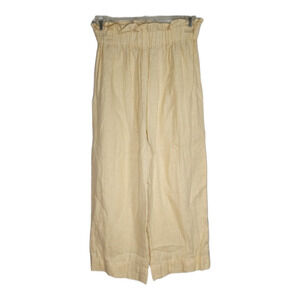 Morning view mesa linen pant in yellow wide leg flowy ankle crop high waisted
